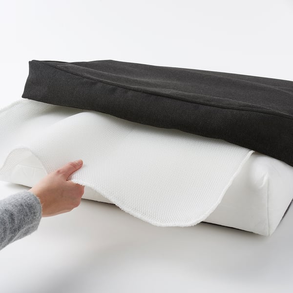 JÄRPÖN/DUVHOLMEN Cojín para silla, exterior, antracita, 24 3/8x24 3/8 "
