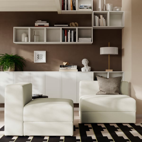 JÄTTEBO Módulo 1.5 plazas+almacenaje, Axvall color hueso