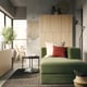 JÄTTEBO Módulo chaise longue, derecha, con reposabrazos/Samsala verde amarillo oscuro