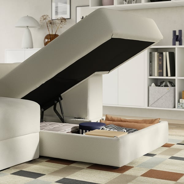 JÄTTEBO Módulo seccional, 7 plazas, con chaise longue, drcha con reposacabezas/Axvall color hueso