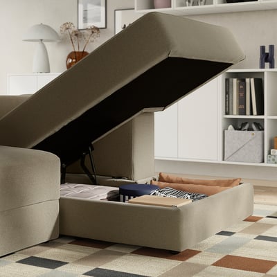 JÄTTEBO Módulo seccional, 7 plazas, con chaise longue, drcha con reposacabezas/Johanneshov marrón-beige