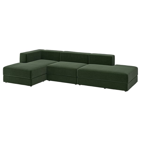 JÄTTEBO Sofá 3.5 plazas+chaise longue, Johanneshov verde oscuro