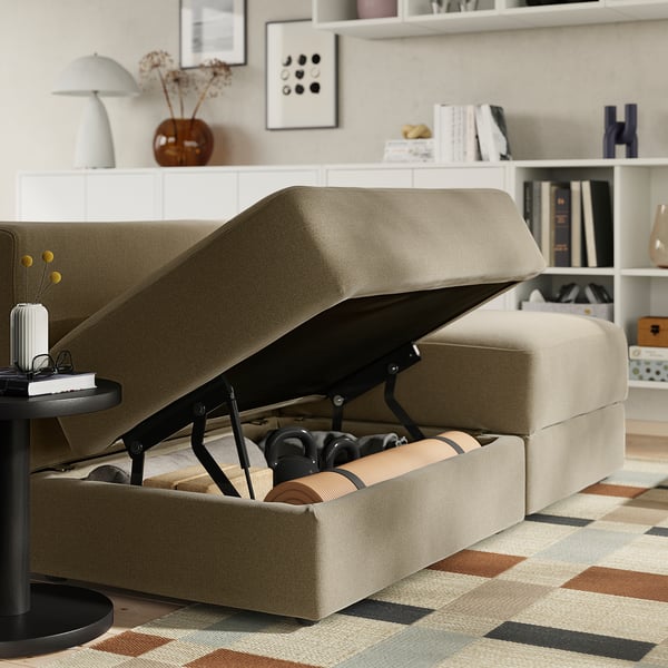 JÄTTEBO Sofá esquinero modular, 6 plazas, Johanneshov marrón-beige