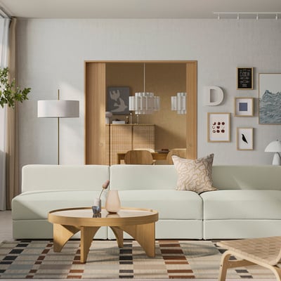 JÄTTEBO Sofá modular 4.5 plazas, Axvall color hueso