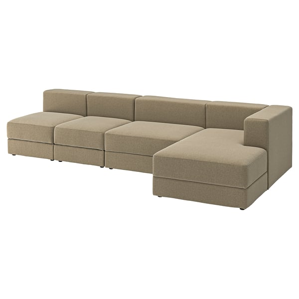 JÄTTEBO Sofá modular 4.5plz+chaise longue, derecha/Johanneshov marrón-beige