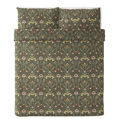 KÄRRDUNÖRT Funda nórdica+funda(s) de almohada, verde oscuro/multicolor, Tamaño Full/Queen (Doble/Queen)