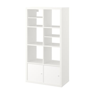 KALLAX Estantería, +2 puertas/+2 estantes adicionales blanco, 57 5/8x30 1/8 "