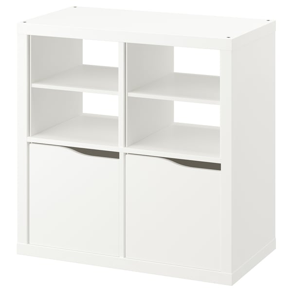 KALLAX Estantería, +2 puertas +2 estantes adicionales/con forma ondulada blanco, 30 1/8x30 1/8 "