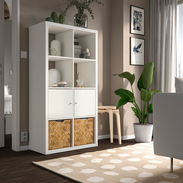 KALLAX Estantería, +2 puertas/blanco, 30 1/8x57 5/8 "
