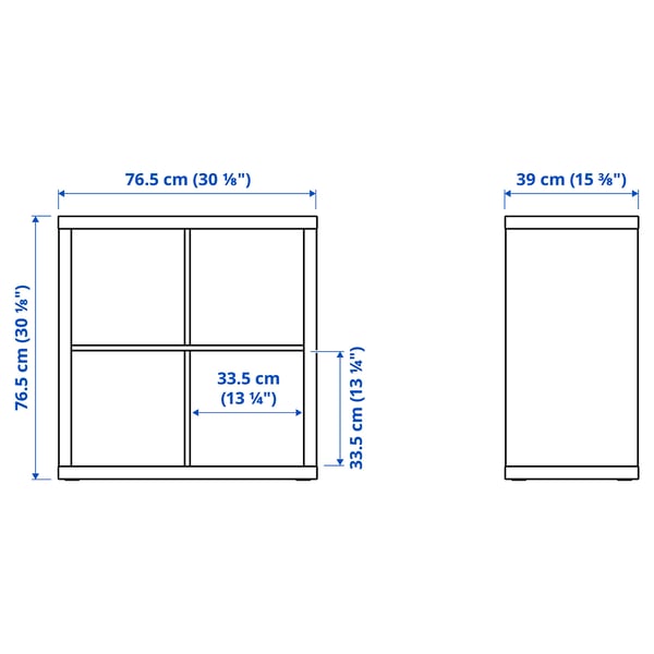 KALLAX Estantería, +2 puertas/efecto de roble teñido en blanco, 30 1/8x30 1/8 "