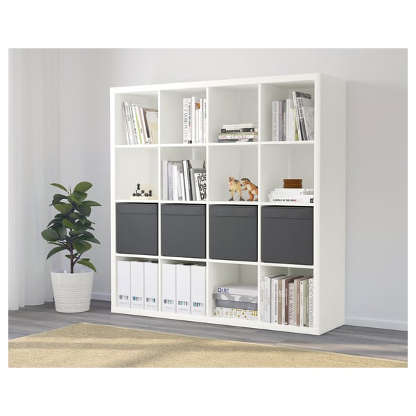 KALLAX Estantería+4 accesorios, blanco, 57 7/8x57 5/8 "