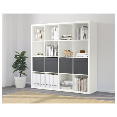 KALLAX Estantería+4 accesorios, blanco, 57 7/8x57 5/8 "