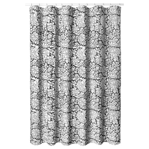 KANADALÄRK Cortina de baño, motivo floral/negro, 72x72 "