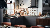 KARLBY Barra de cocina, nogal/chapa, 98x1 1/2 "