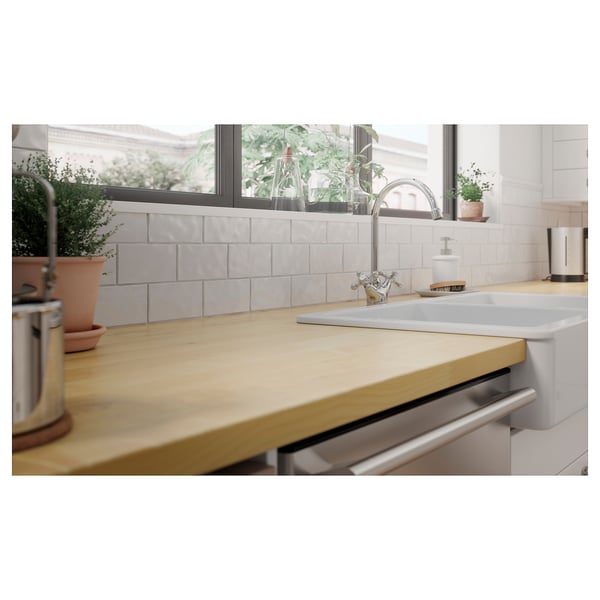 KARLBY Encimera de cocina, abedul/chapa, 98x1 1/2 "