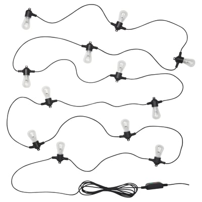 KASTTÅG Cadena iluminación LED+12 luces, negro/exterior