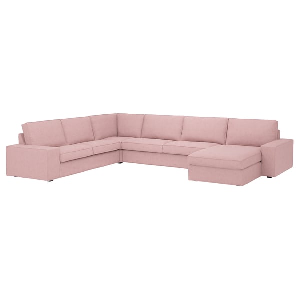 KIVIK Sofá de esquina 6plz+chaise longue, Gunnared marrón rosado claro
