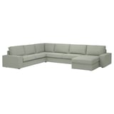 KIVIK Sofá de esquina 6plz+chaise longue, Gunnared verde claro