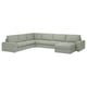 KIVIK Sofá de esquina 6plz+chaise longue, Gunnared verde claro