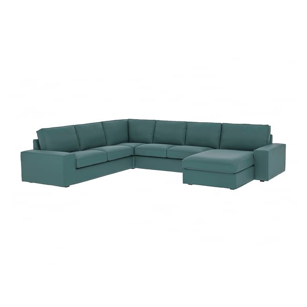 KIVIK Sofá esquinero 5 plz+chaise lounge, Kelinge gris turquesa