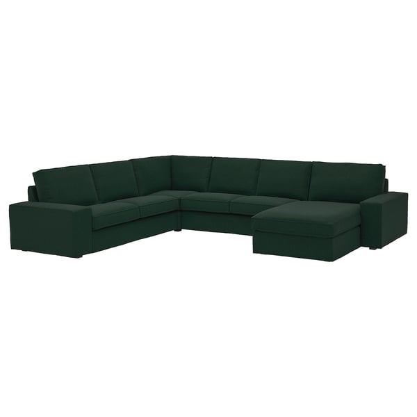 KIVIK Sofá esquinero 5 plz+chaise lounge, Tallmyra verde oscuro