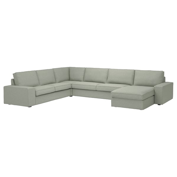 KIVIK Sofá esquinero 6plz+chaise lounge, Gunnared verde claro