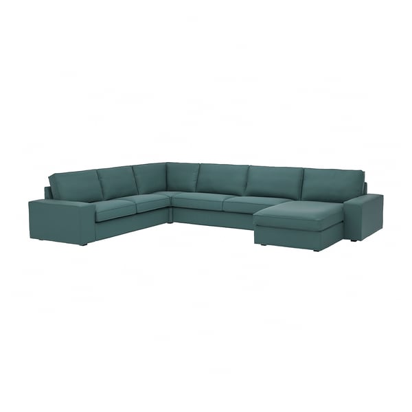 KIVIK Sofá esquinero 6plz+chaise lounge, Kelinge gris turquesa