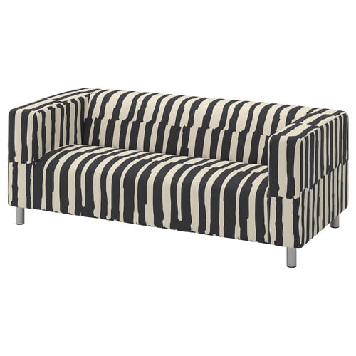 KLIPPAN Funda para sofá de 2 plazas, Grimsmåla negro/beige