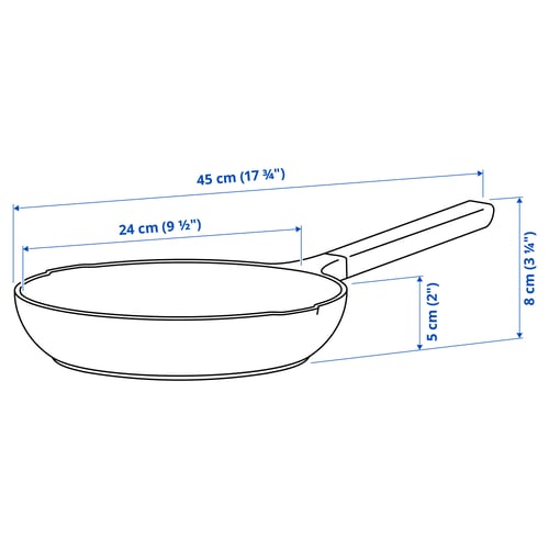 KLIPPFISK Sartén, recubrimiento antiadherente/madera azul grisáceo oscuro, 9 ½ "