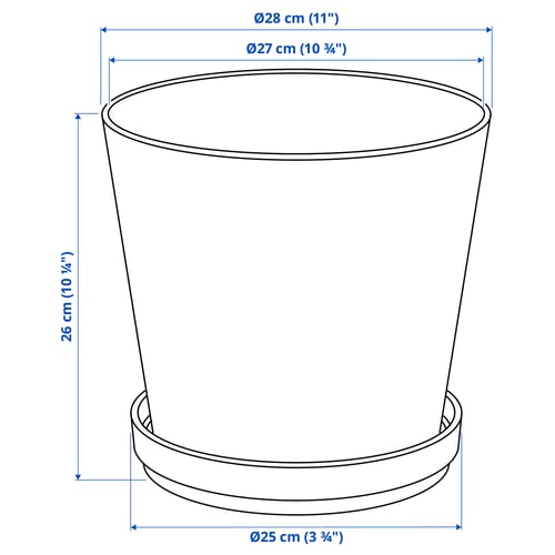KLOTLÖNN Maceta con plato, interior/exterior/gris/beige, 9 ½ "
