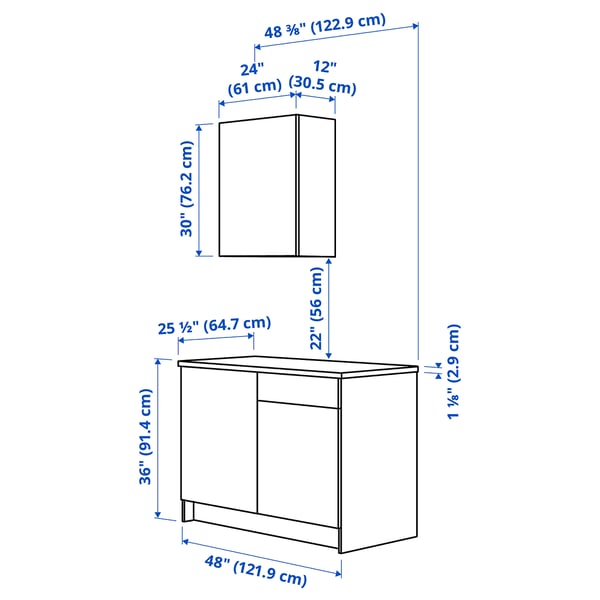 KNOXHULT Cocina, blanco, 48x24x88 "
