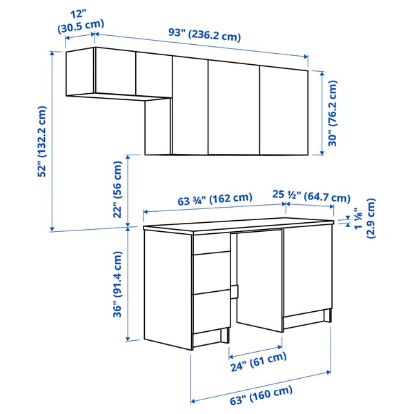 KNOXHULT Cocina, blanco, 93x24x88 "
