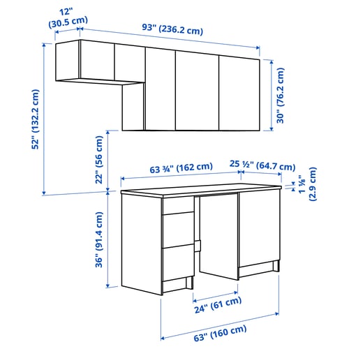 KNOXHULT Cocina, blanco, 93x24x88 "
