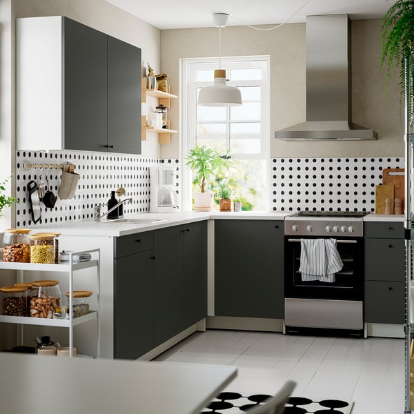 KNOXHULT Cocina de esquina, gris oscuro