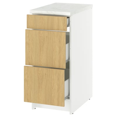 KNOXHULT Gabinete bajo+cajones, efecto de roble, 15x24x36 "