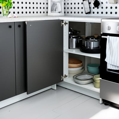 KNOXHULT Gabinete bajo de esquina, gris oscuro, 44x24x36 "