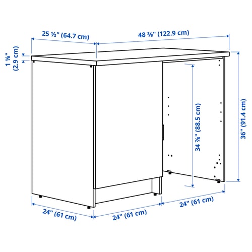 KNOXHULT Gabinete bajo+puerta y hueco, blanco, 48x24x36 "