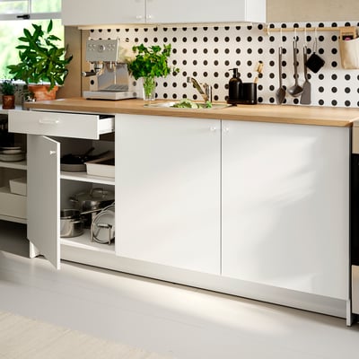KNOXHULT Gabinete bajo+puertas y cajón, blanco, 72x24x36 "