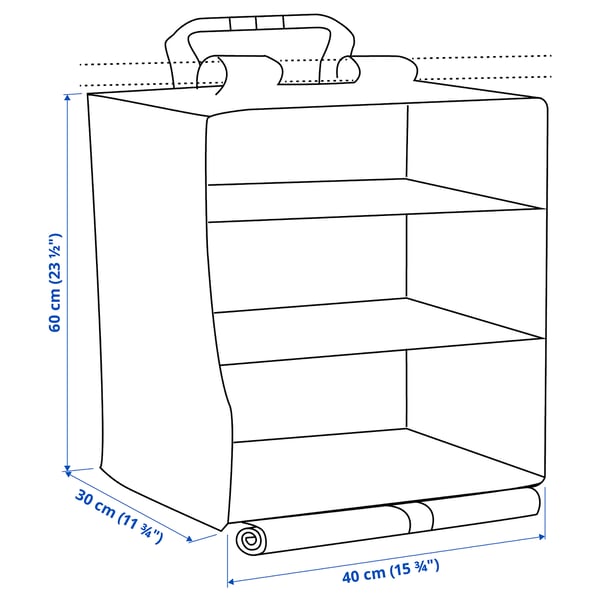 KOMPISHÄNG Almacenamiento colgante+3 cmprtmnt, verde, 15 ¾x11 ¾x26 "