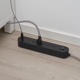 KOPPLA Enchufe 5+2puertos USB, negro/blanco/textil, 118 "