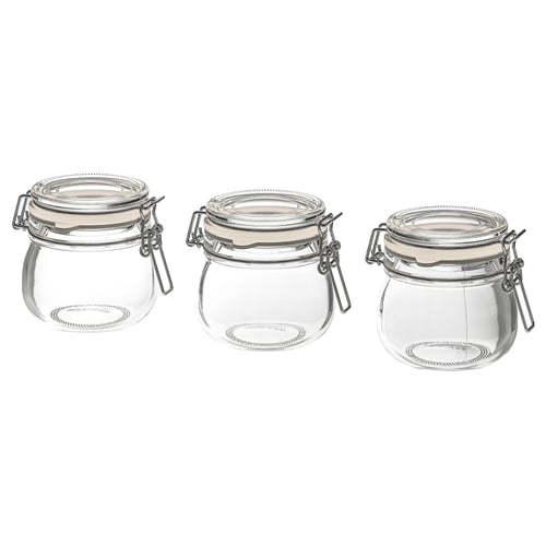 KORKEN Bote con tapa, vidrio transparente, 4 oz