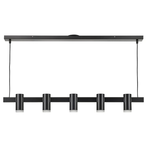 KRANSALG Lámpara colgante+5 lámparas, negro, 44 "