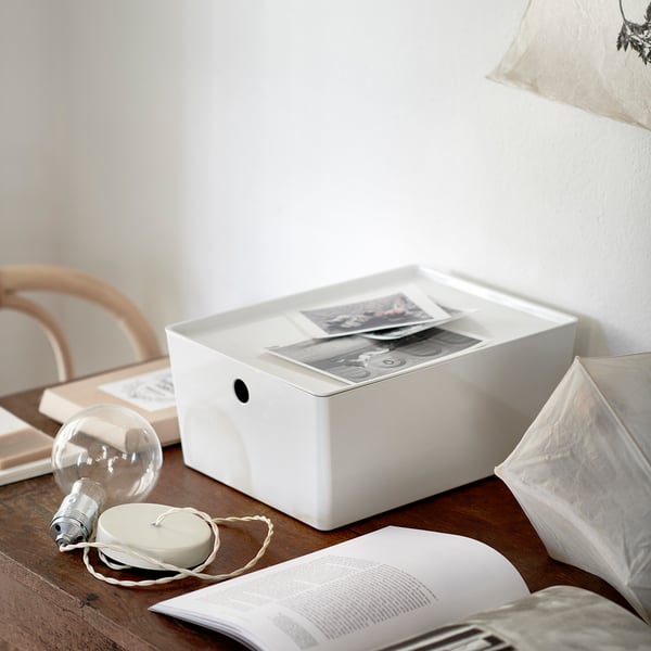 KUGGIS Caja con tapa, blanco, 10 ¼x13 ¾x6 "