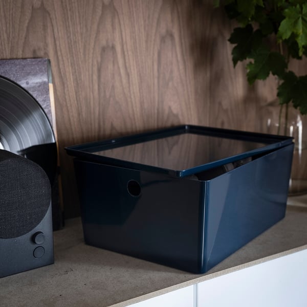KUGGIS Caja, negro-azul, 10 ¼x13 ¾x6 "