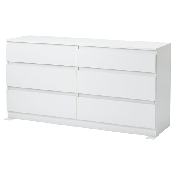 KULLEN Cómoda de 6 cajones, blanco, 55 1/8x28 3/8 "
