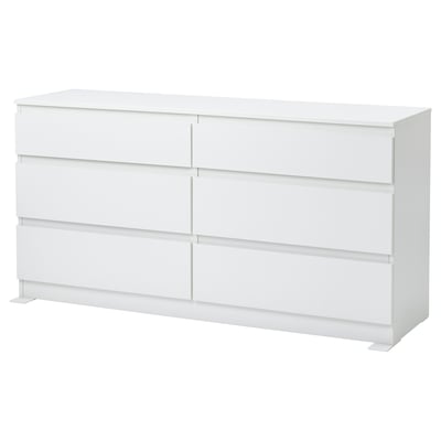 KULLEN Cómoda de 6 cajones, blanco, 55 1/8x28 3/8 "