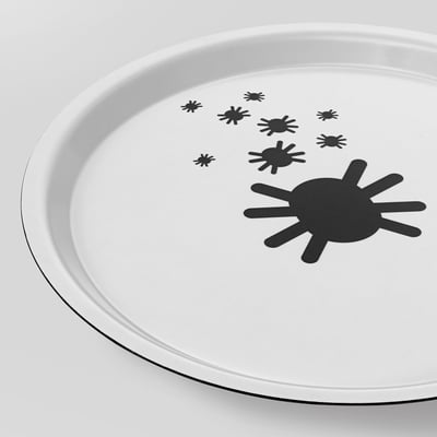 KUSTFYR Bandeja, blanco/araña negro, 12 5/8 "