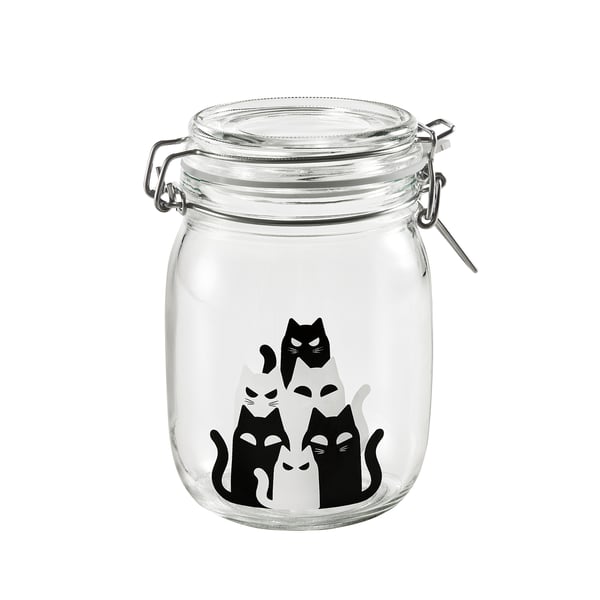 KUSTFYR Bote con tapa, negro/blanco, 34 oz