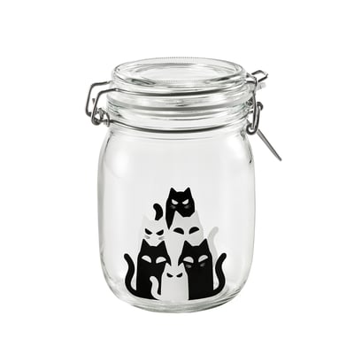 KUSTFYR Bote con tapa, negro/blanco, 34 oz