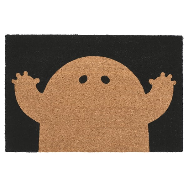 KUSTFYR Felpudo, estampado de fantasma negro/natural, 2 ' 0 "x2 ' 11 "